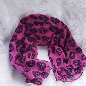 Fushia and Black Skull Scarf